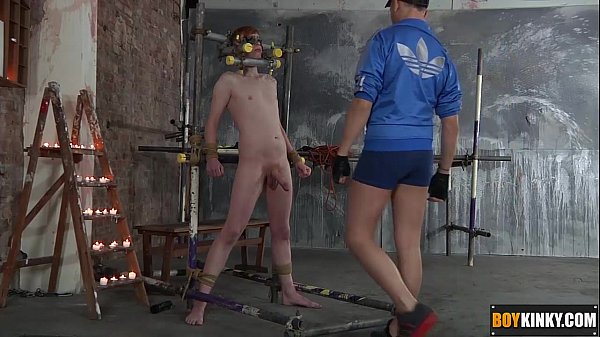 Deacon is splashing his body and big hard cock with hot wax