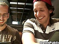 Handjob in a restaurant