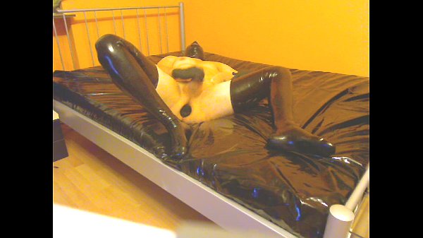 latex blindfolded ass stretching piss drinking masturbation