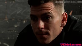 Muscular hunk lifted while throating jock