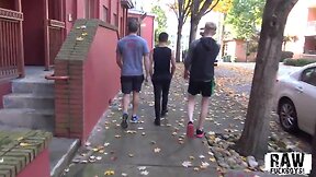 Haired gay sucked off before eating muscled jock seed on roommates film