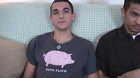 Skinny guys strip and stroke