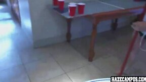 Guys get hazed in fraternity house