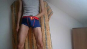 Posing in boxers, handjob and semen