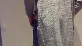 Walking and no hand cum in skinny jeans