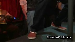 Bound gay covered in cum fuck in public