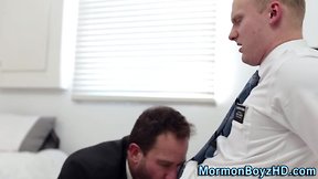 Uniform guy spurts sperm