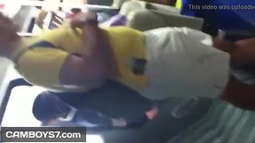 Extremely hot teens bulging and touching on the bus