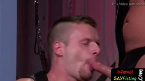 Muscle stud blows hard prick before fisting