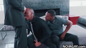 White stud banging his chocolate gay best men in trio