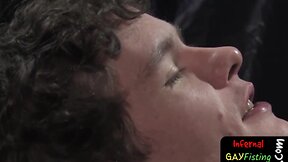 Hot gay hunk takes fist deep inside