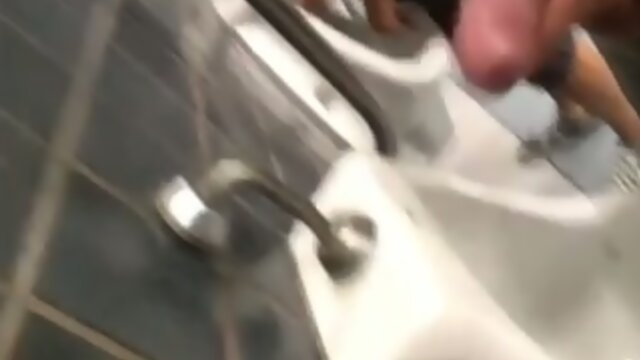 Guys wanking in Brazilian public toillet