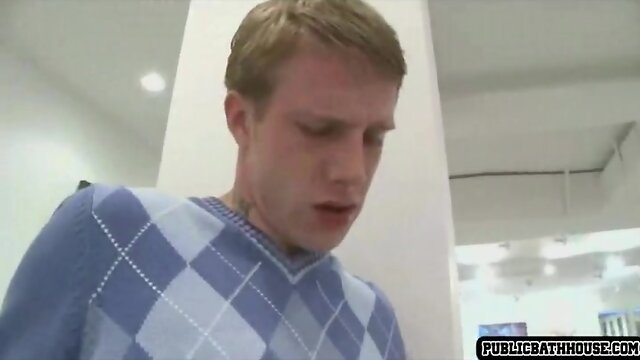 Gagging on cock in art gallery