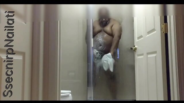 Taking a cute long shower