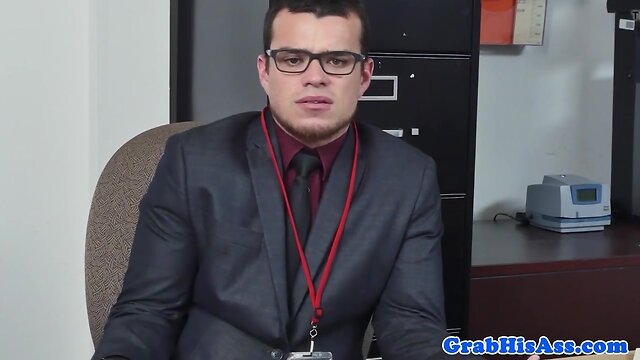 Threeway office cocksucker rides boss cock