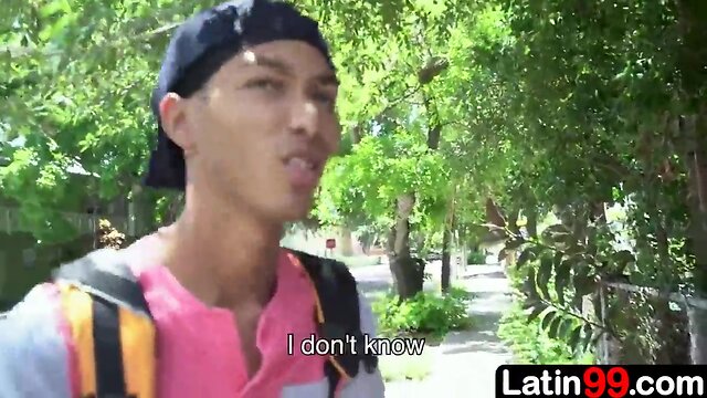 When twink gets stopped in the middle of the sidewalk by stranger, he refuses