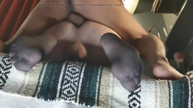 Riding bareback in ultra sheer socks