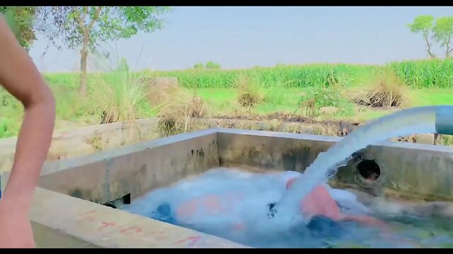 Outdoor threesome fun: indian village amateurs in homemade tubewell action asian threesome indian outdoors amateur homemade