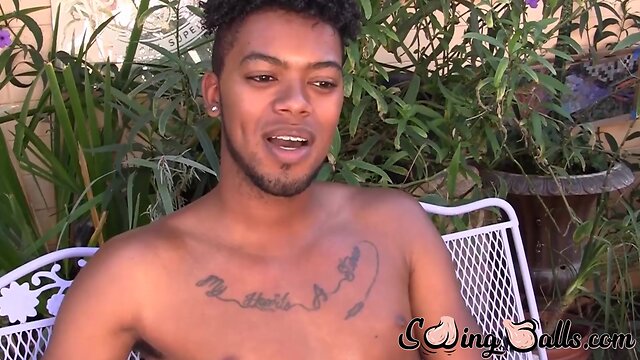 Young ebony man masturbates solo