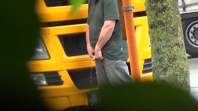 Great Compilation of Older Truckers Pissing in Public – scene 2