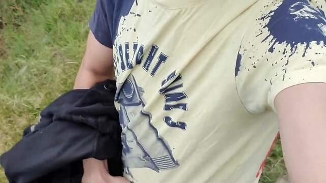 Hot naked uncut man pissing on a tree trunk bigcock peeing