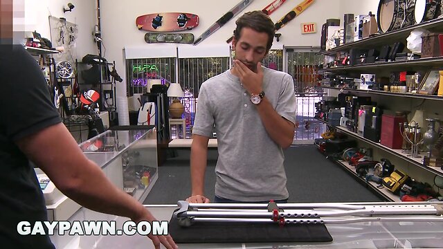 Gaypawn dude moans like a lady while getting pounded in a pawn shop
